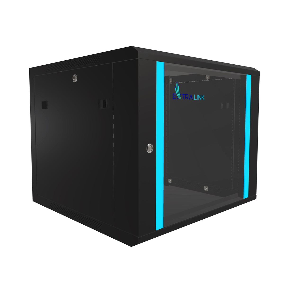 (kuva varten) Extralink 9U 600x600 Black, seinäkiinnitteinen telineskaappi