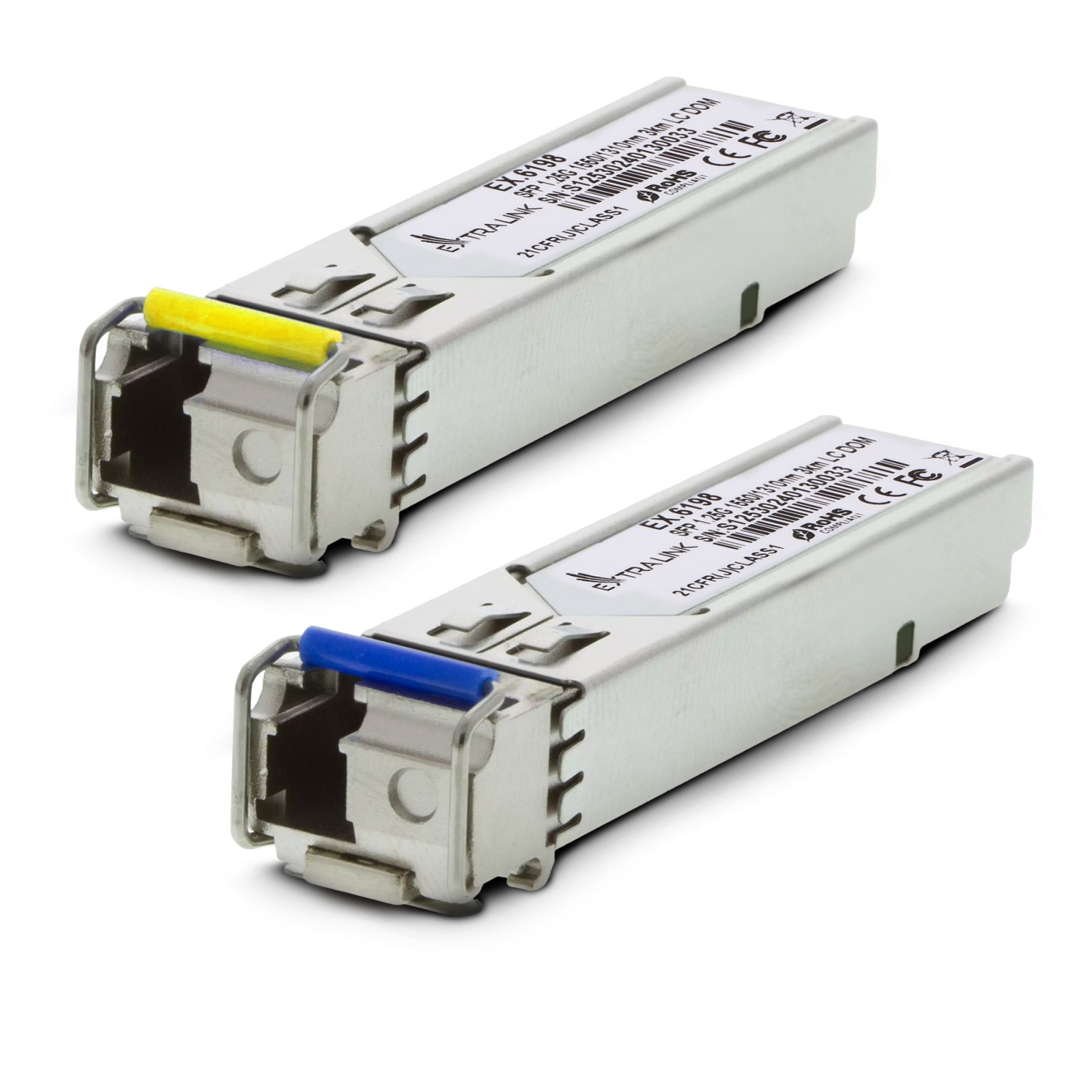 (kuva varten) Extralink SFP 1.25G -SFP WDM-moduuli, 1,25 Gb/s, 1310/1550 nm, yksimuotokuitu, 3 km, LC, DOM, pari