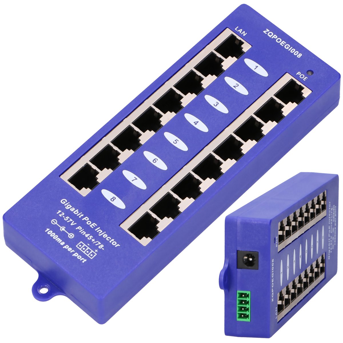 Gigabit PoE-injektori Extralink 8-porttinen, 8x 1000Mb/s RJ45, Mode B (kuva varten) Gigabit PoE-injektori Extralink 8-porttinen, 8x 1000Mb/s RJ45, Mode B