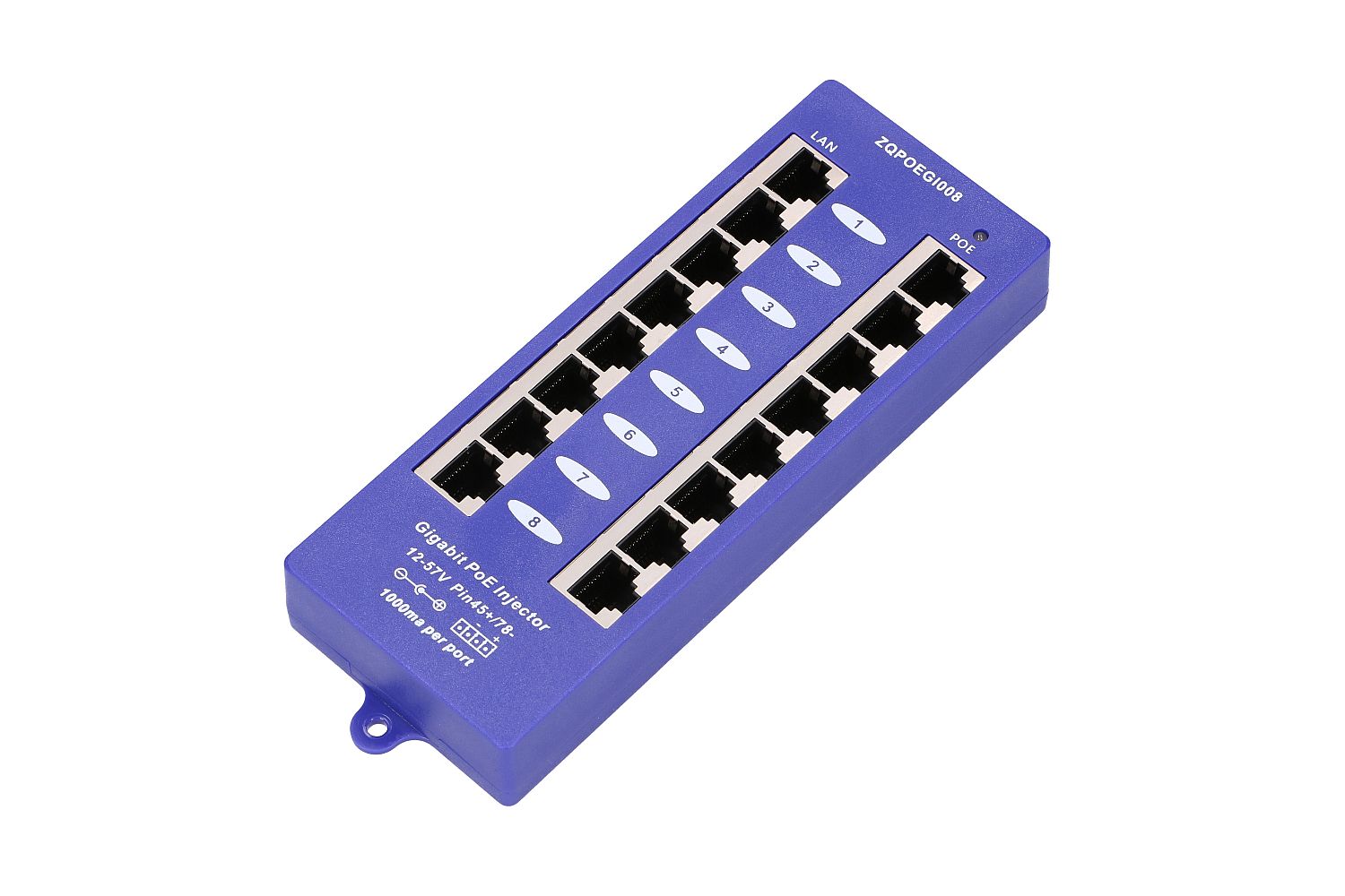 Gigabit PoE-injektori Extralink 8-porttinen, 8x 1000Mb/s RJ45, Mode B 2