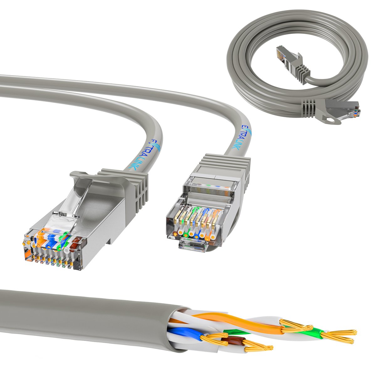 Extralink Cat.5e UTP 5m, LAN patch cord, copper twisted pair network cable (image for) Extralink Cat.5e UTP 5m, LAN patch cord, copper twisted pair network cable
