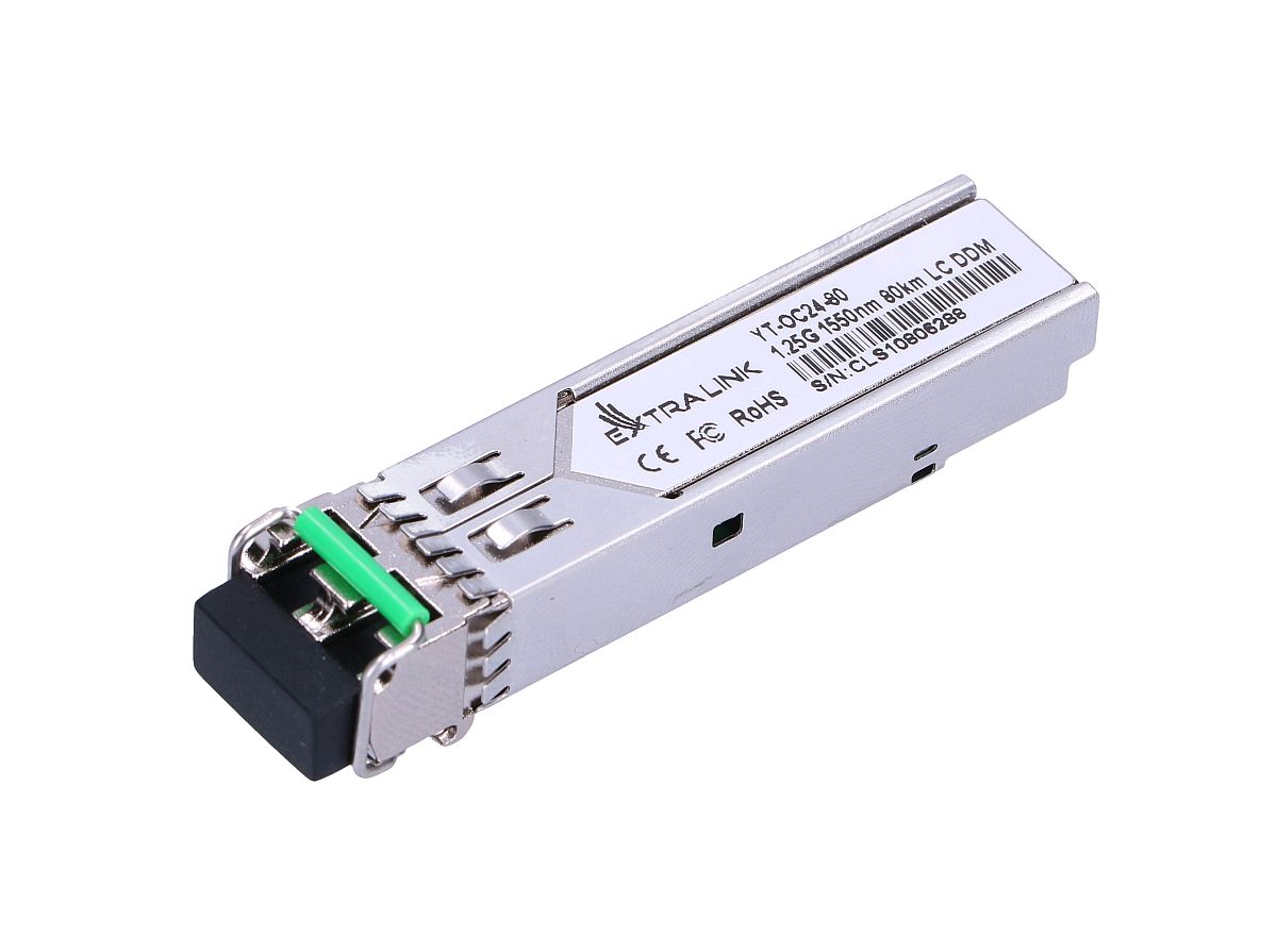 (kuva varten) Extralink SFP-moduuli SFP 1.25G, 1.25Gbps, LC/UPC, 1550nm, 80km, yksimuotokuitu, DOM