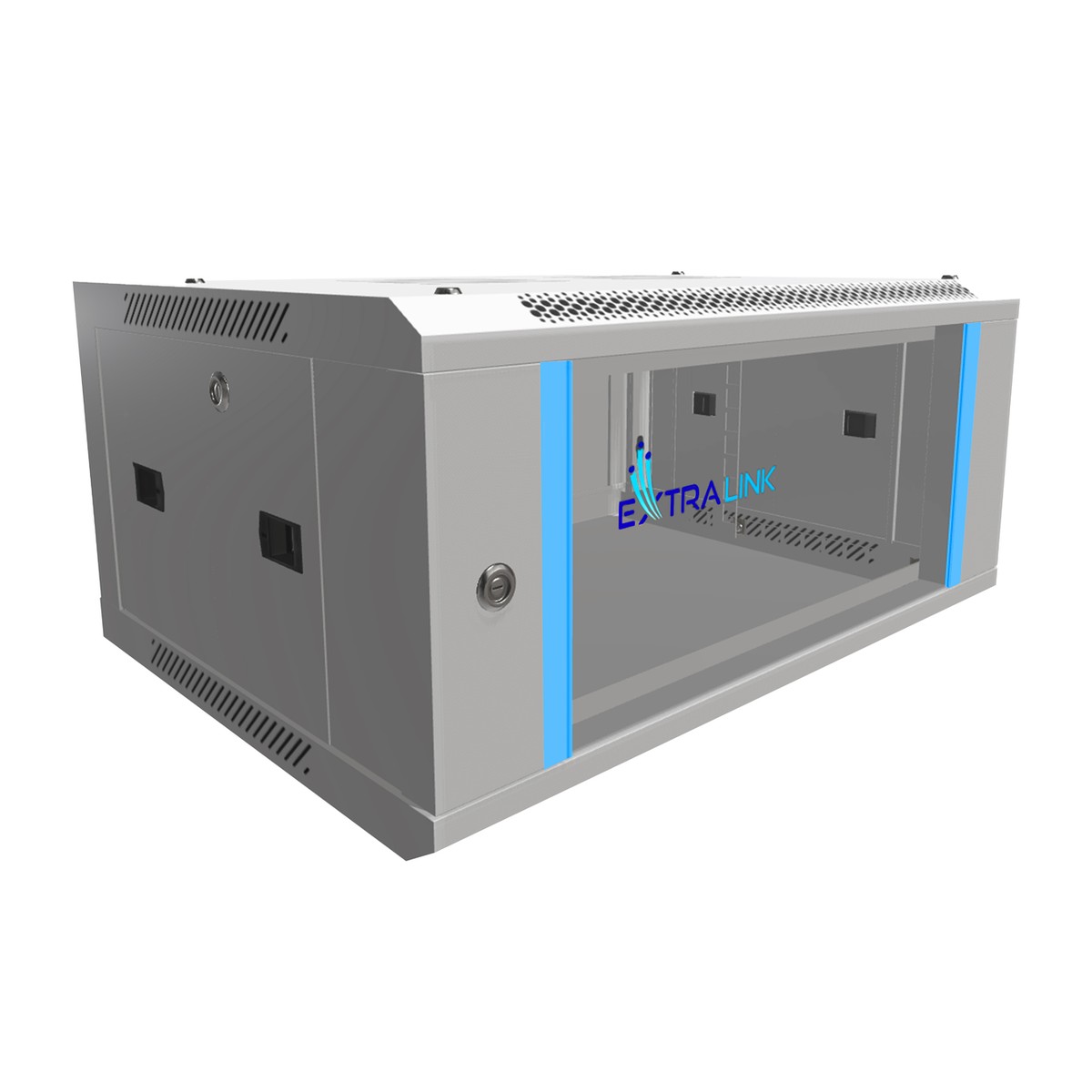 (kuva varten) Extralink 4U 600x450 harmaa seinäkaappi, rack-kaappi