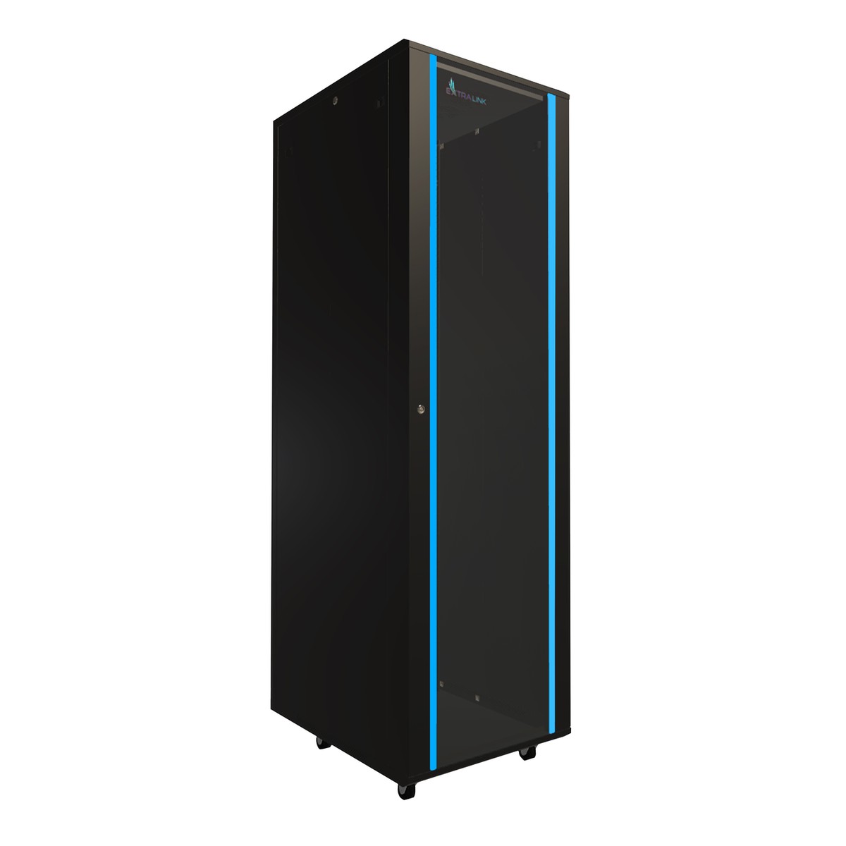 (kuva varten) Extralink 42U 600x800 musta, telinekaappi, lattia-asennus