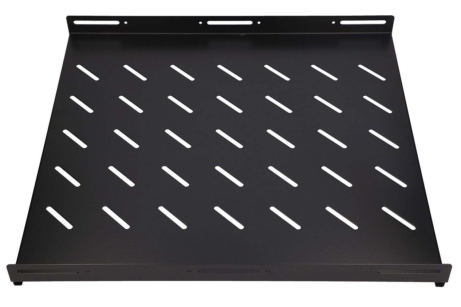 (kuva varten) Extralink 1U 500mm musta hylly, 19", 502 x 472mm, kiinnitys 800mm syvään telineeseen