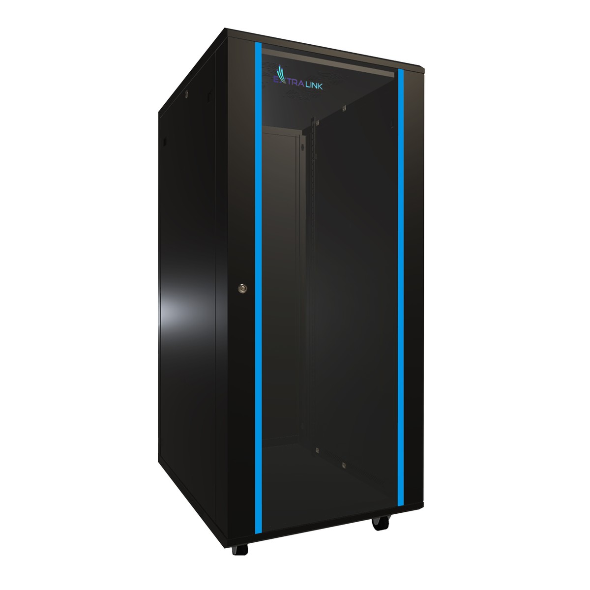 (kuva varten) Extralink 27U 600x800 musta, telinekaappi, lattia-asennus