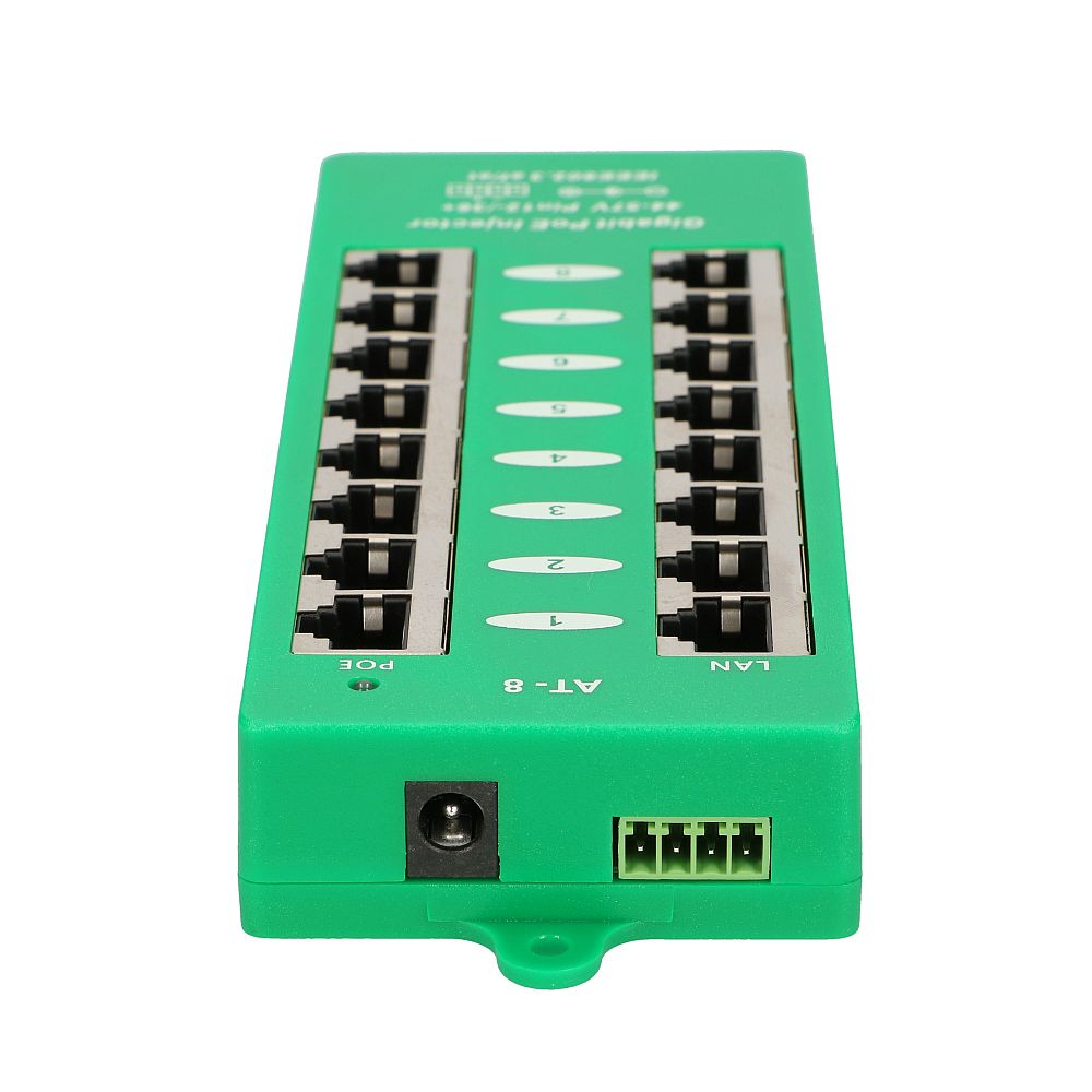 Extralink 8-portti Gigabit PoE-injektori, aktiivinen, 8 Gigabit-porttia 802.3at/af, Mode A 6