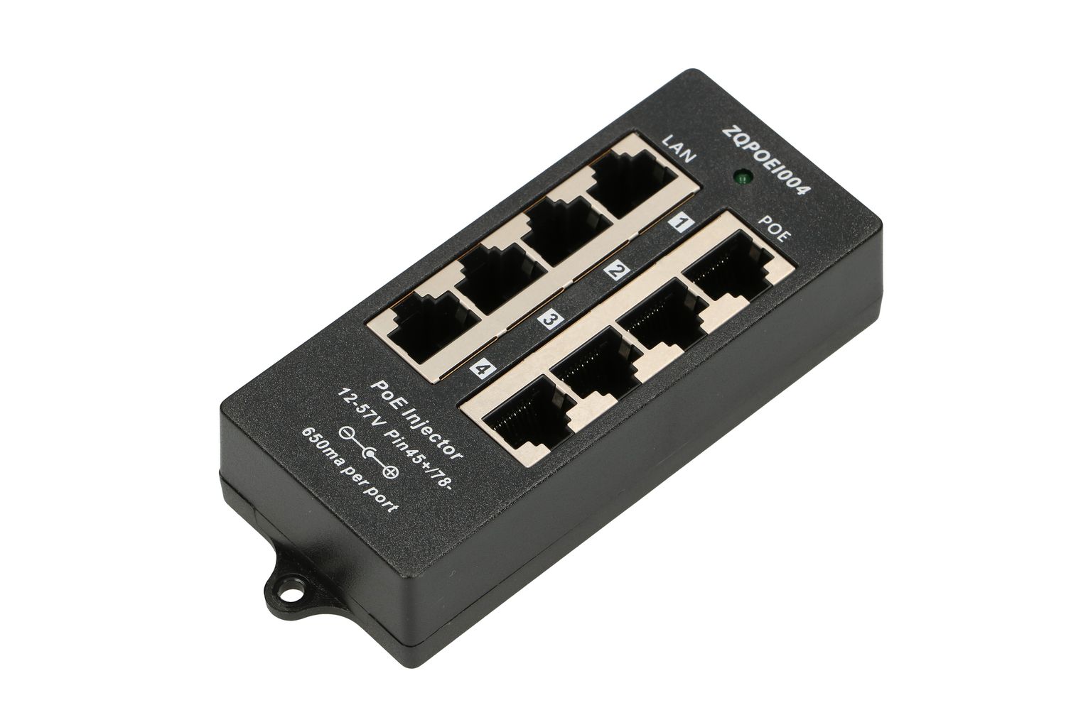Extralink 4-porttinen PoE-injektori, 4x 100Mb/s RJ45 2