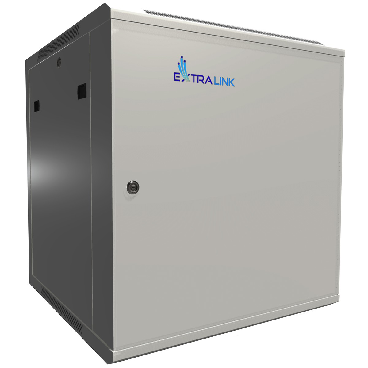 (kuva varten) Extralink 12U 600x600 ASP Grey, seinäkiinnitteinen telinekaappi, massiiviset metalliovet