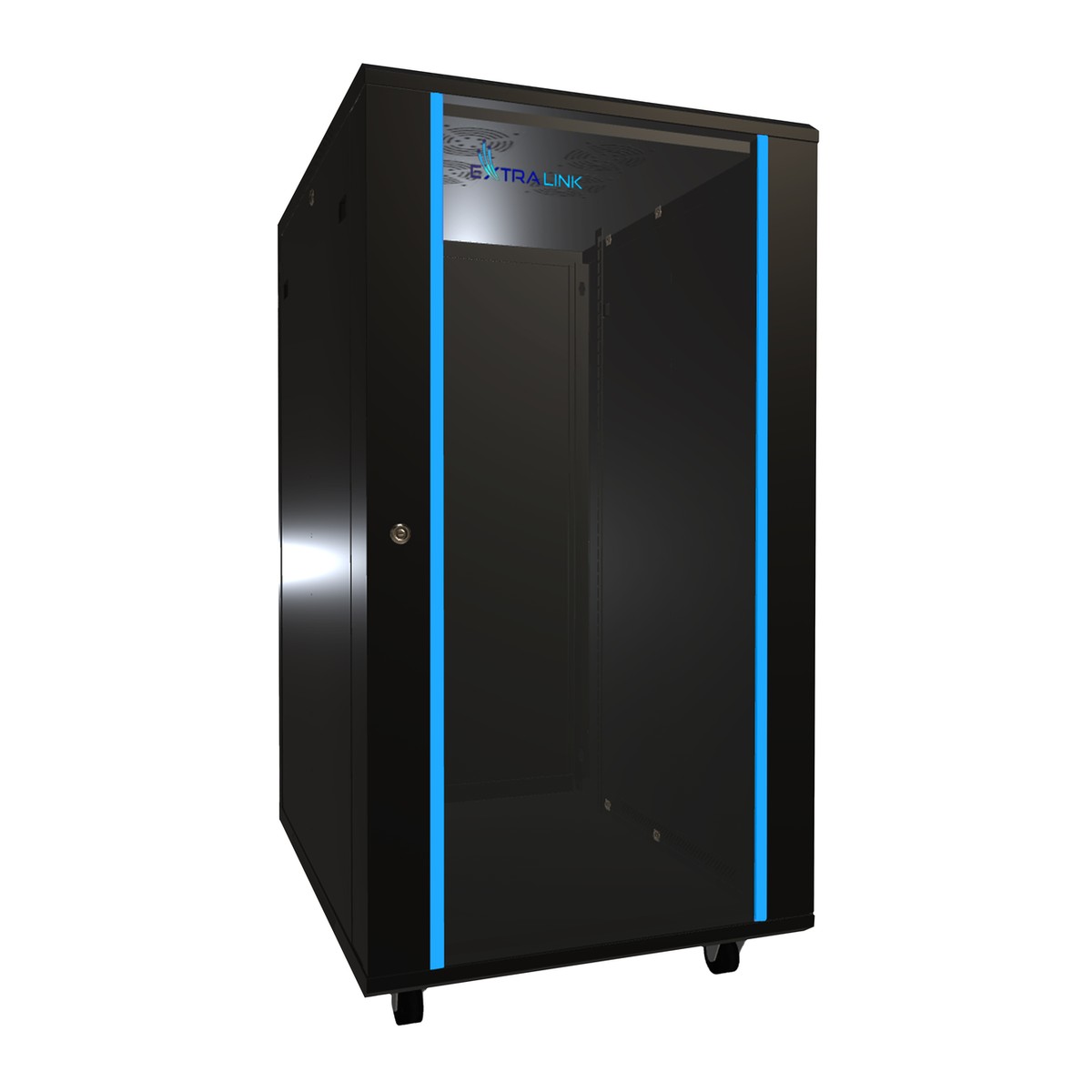 (kuva varten) Extralink 22U 600x800 musta, telinekaappi, lattia-asennus