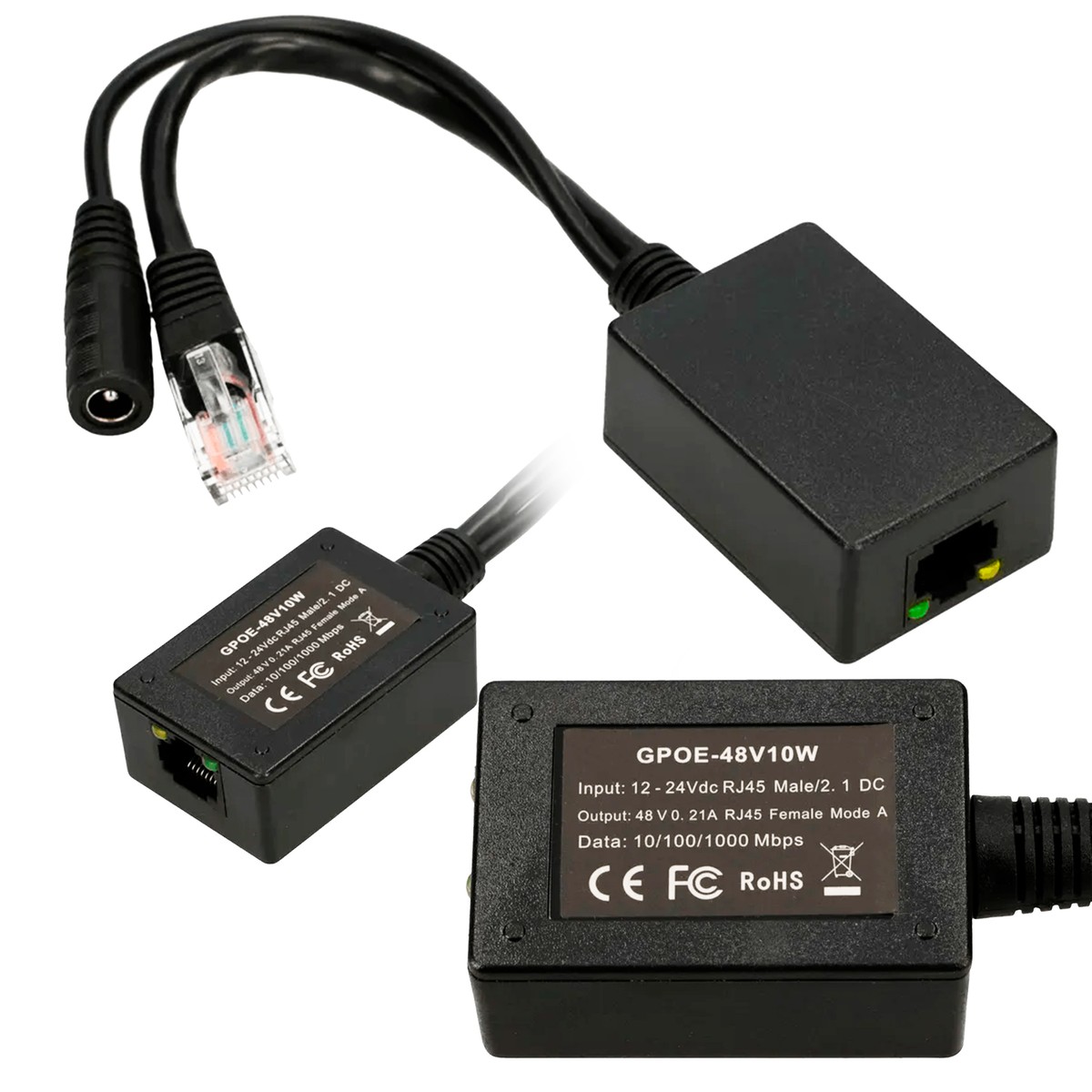 (kuva varten) Extralink PoE-injektori 1 portti, tulo 1x 1000Mb/s RJ45/jakki 10-30V, lähtö 48V