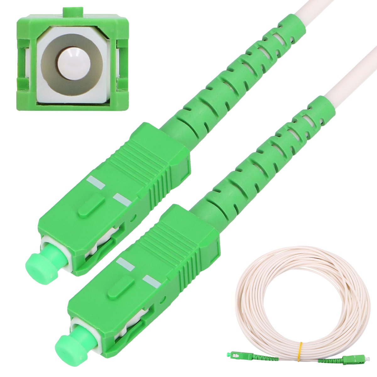 Extralink Patch Cord SC/APC-SC/APC, LSOH, Single-mode, Simplex, G.657A2, 3mm, 10m, white (kuva varten) Extralink Patch Cord SC/APC-SC/APC, LSOH, Single-mode, Simplex, G.657A2, 3mm, 10m, white