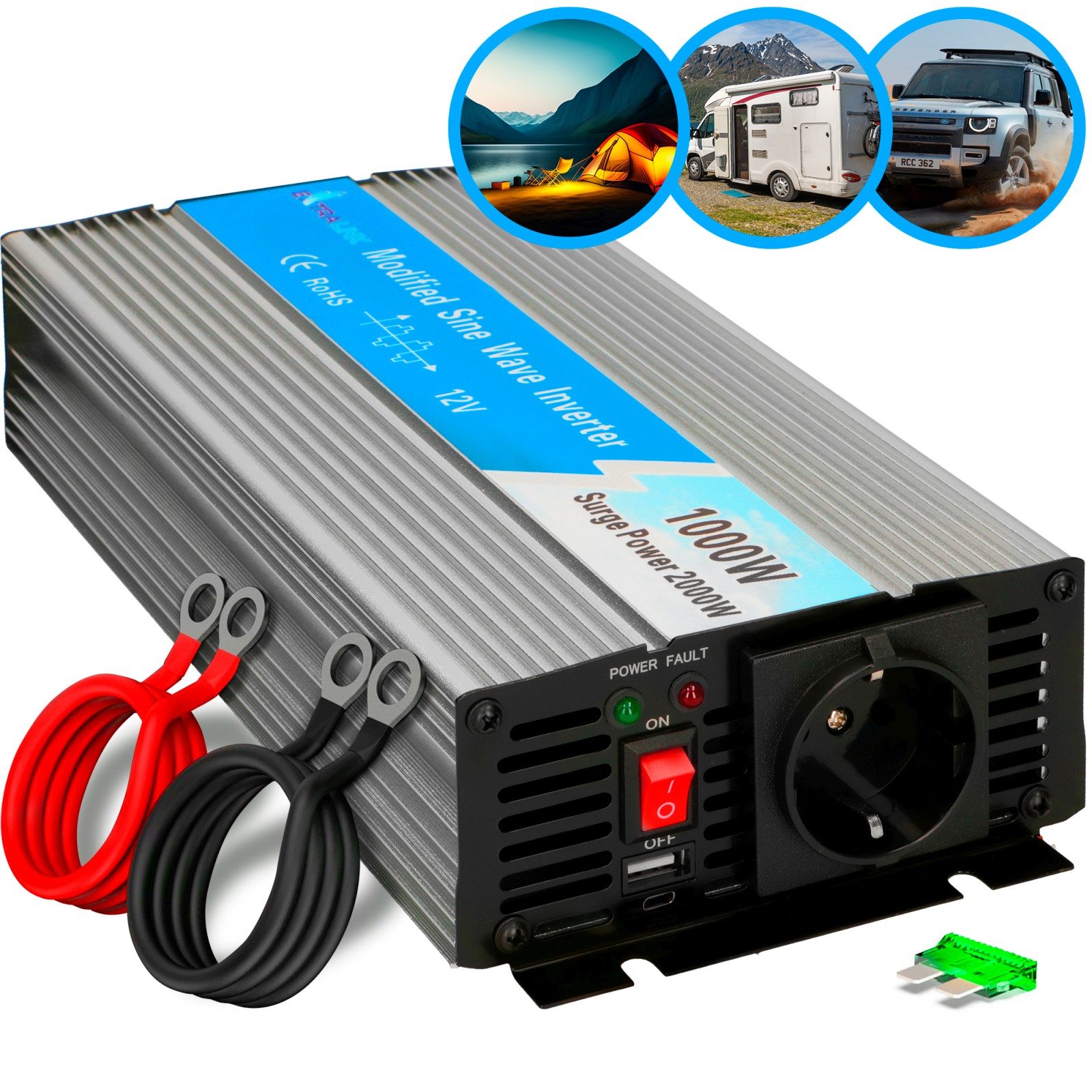 (kuva varten) Extralink OPIM-1000W autonominen jänniteinvertteri 12V, 1000W modifioitu siniaalto