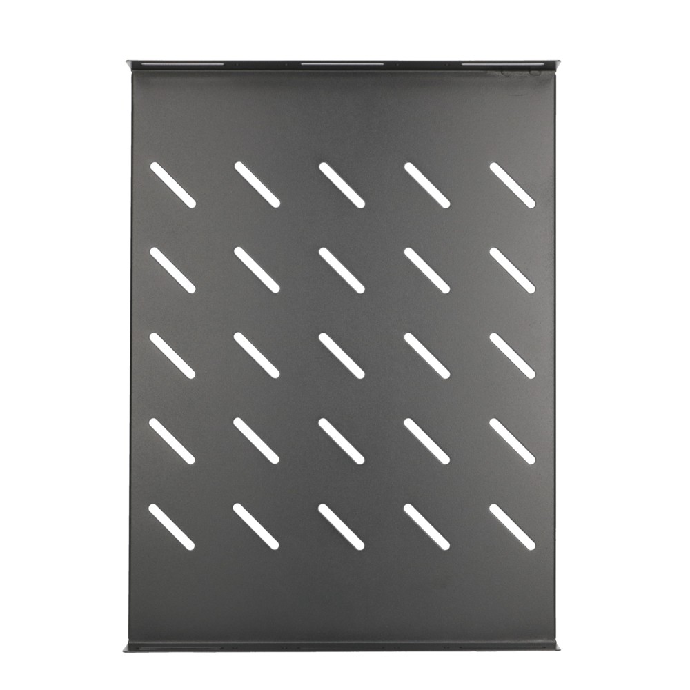 (kuva varten) Extralink 1U musta telinehylly 350 mm, 19", 490x360 mm, kiinnitettävä 600 mm syviin telineisiin