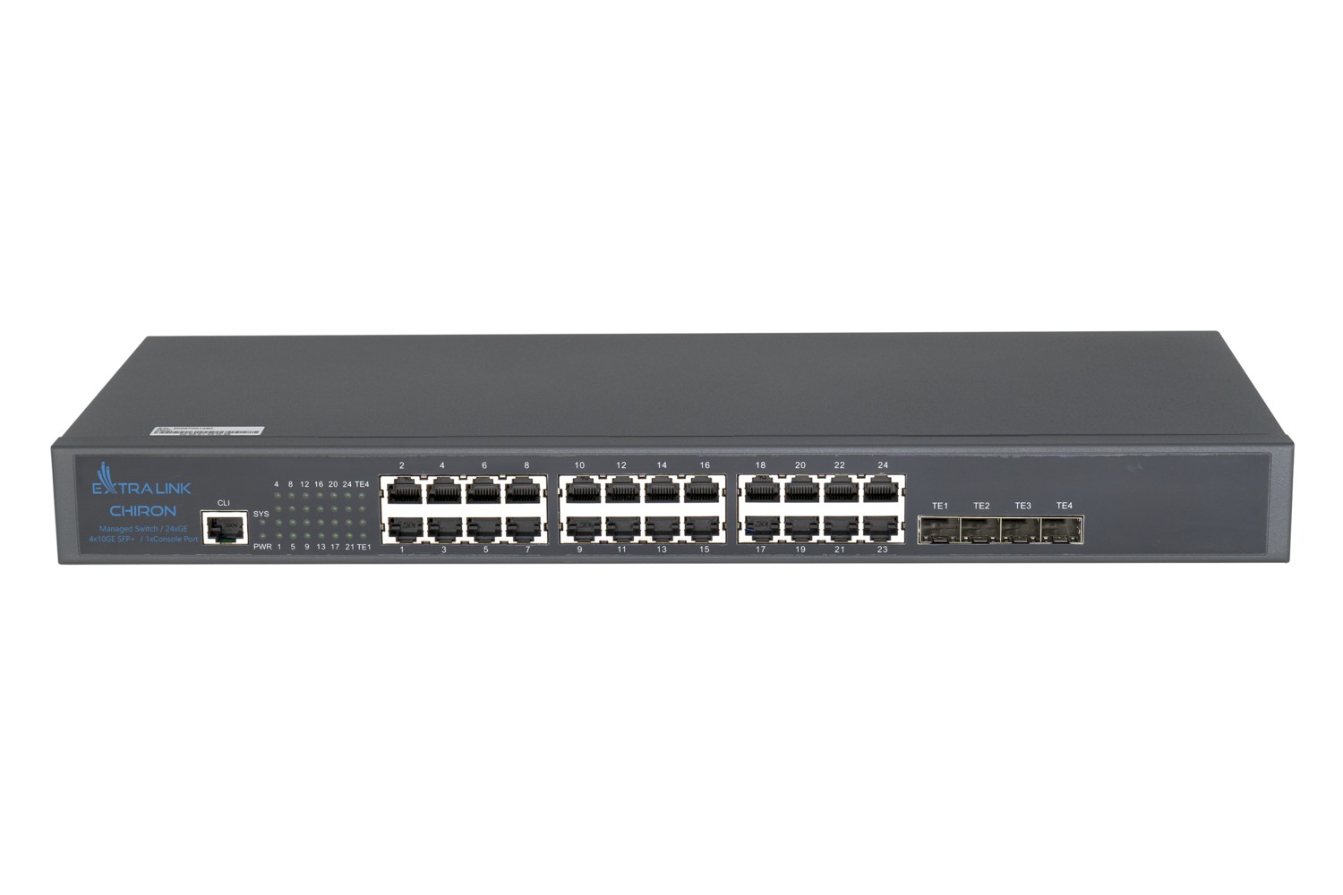 Extralink Chiron -kytkin, 24x RJ45 1000 Mb/s, 4x SFP+, L3, hallittava 2