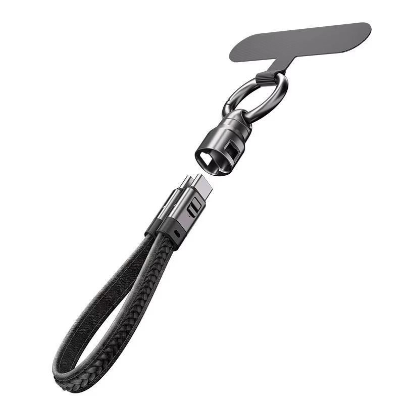 (kuva varten) Extralink Smart Life kaapeli 240 W USB-C - USB-C avaimenperä, 22 cm, nailonpunottu, musta