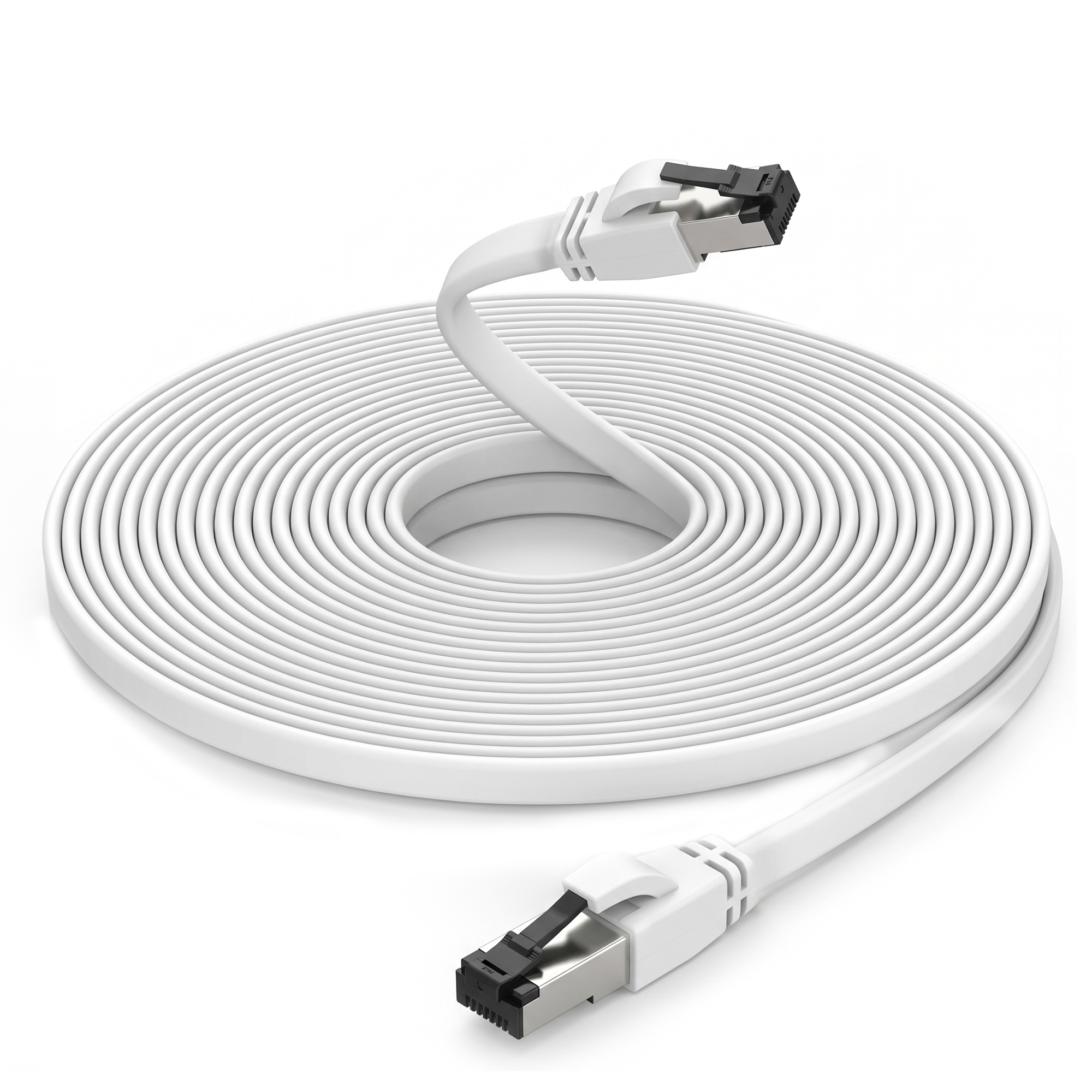 Extralink Cat.8 U/FTP 0,5m 40G White, LAN patch cord, flat, Copper twisted pair network cable 7