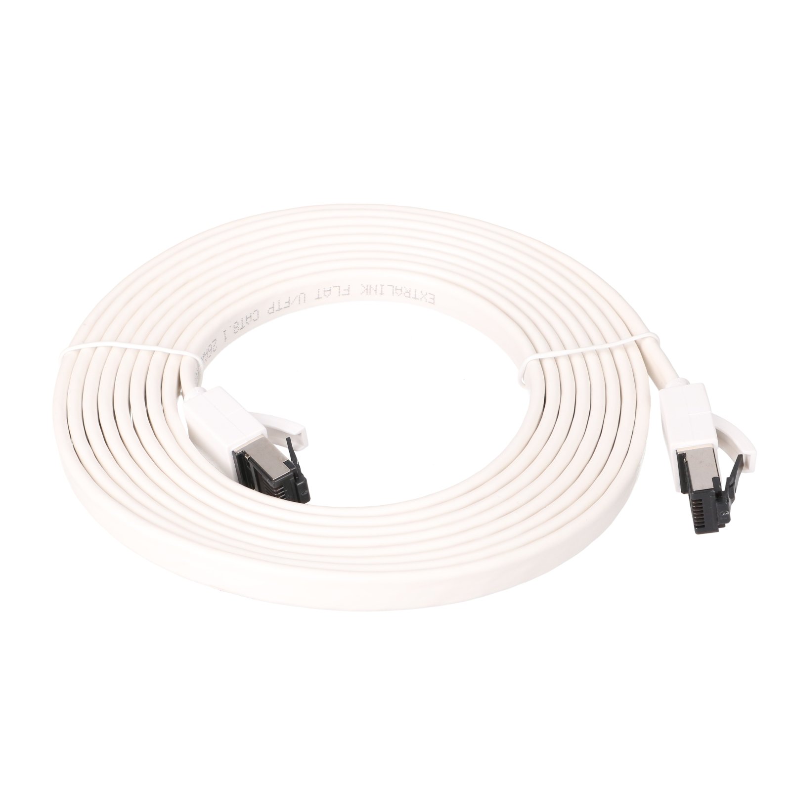 Extralink Cat.8 U/FTP 2m 40G White, LAN patch cord, flat, Copper twisted pair network cable 2