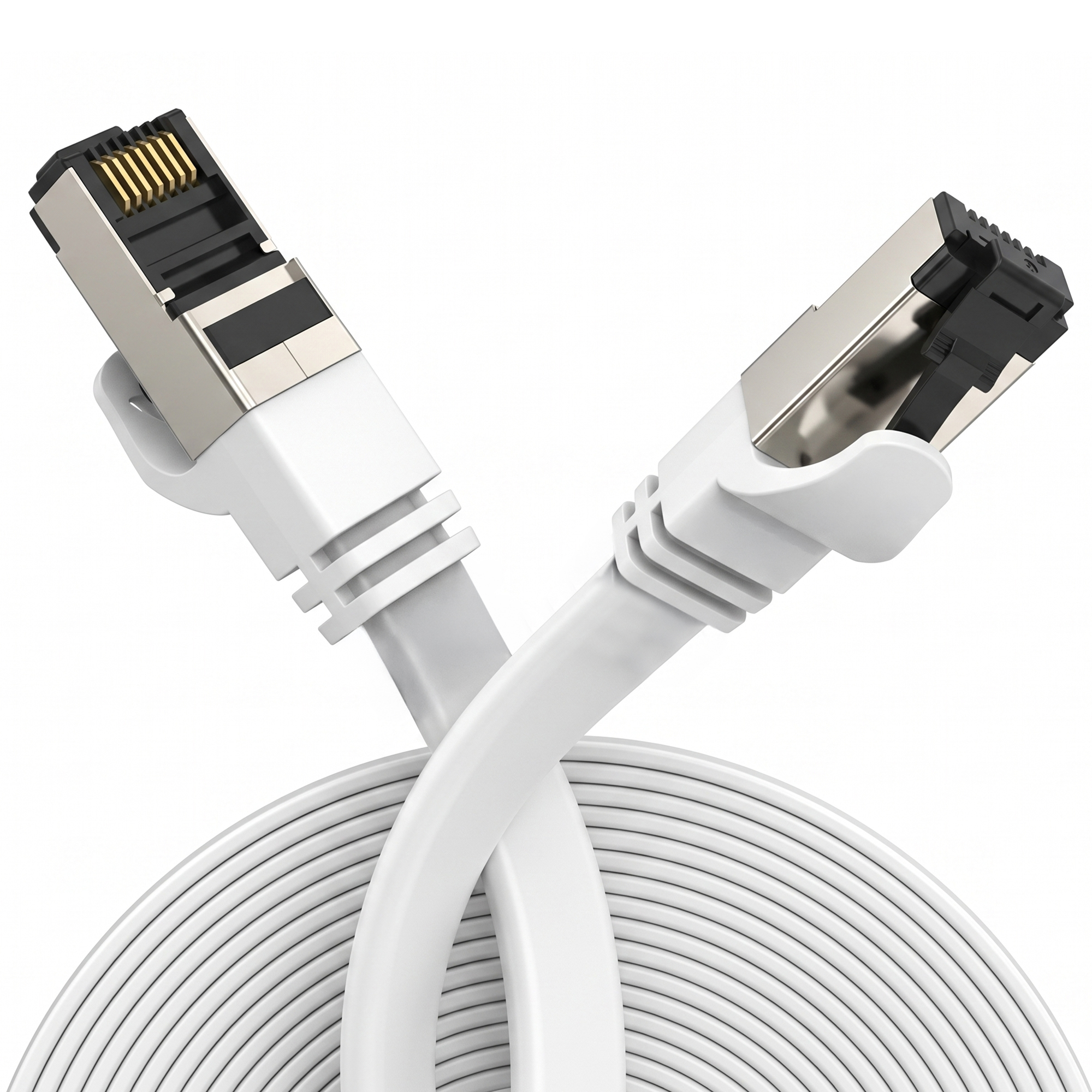 (kuva varten) Extralink Cat.8 U/FTP 20m 40G White, LAN patch cord, flat, Copper twisted pair network cable