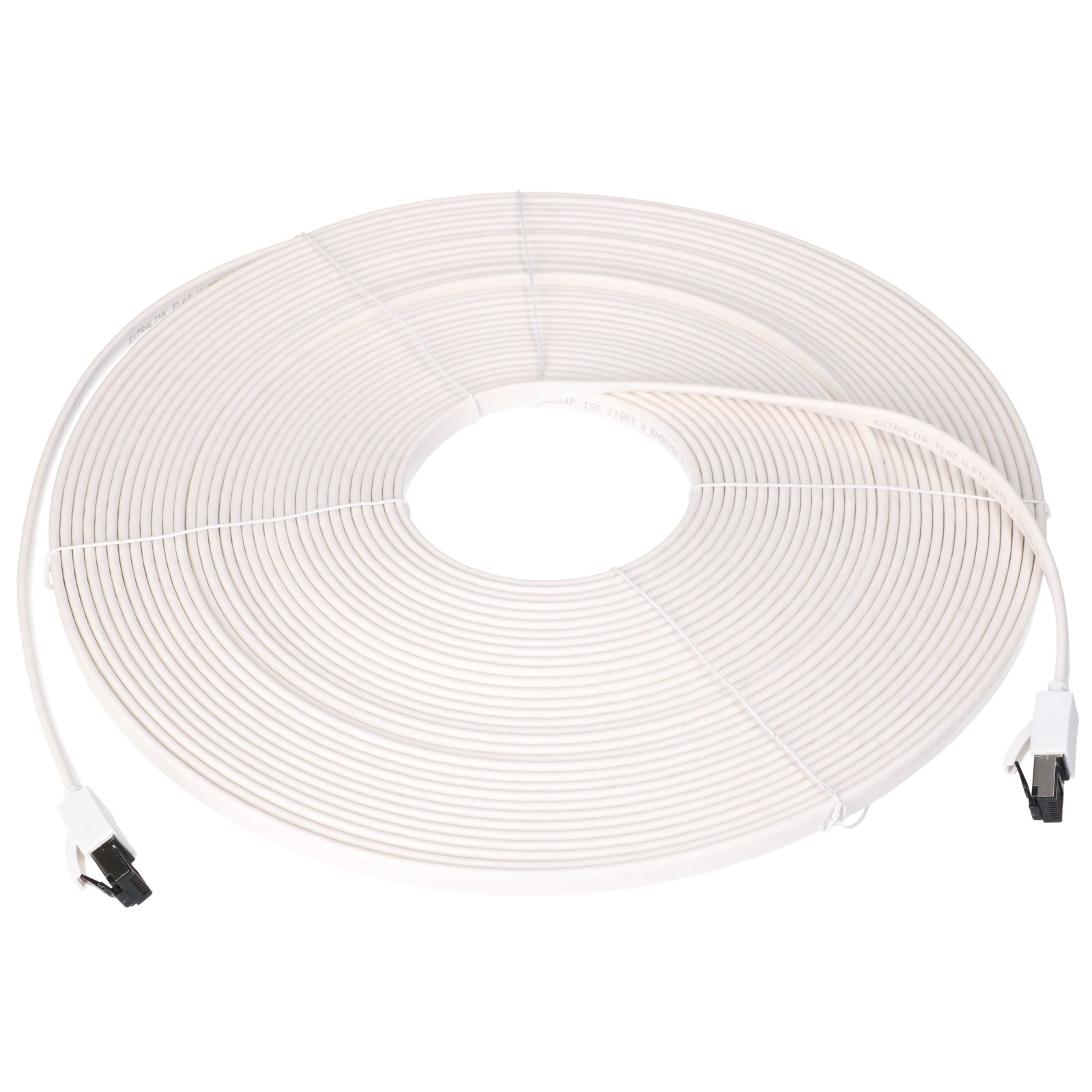 Extralink Cat.8 U/FTP 20m 40G White, LAN patch cord, flat, Copper twisted pair network cable 2