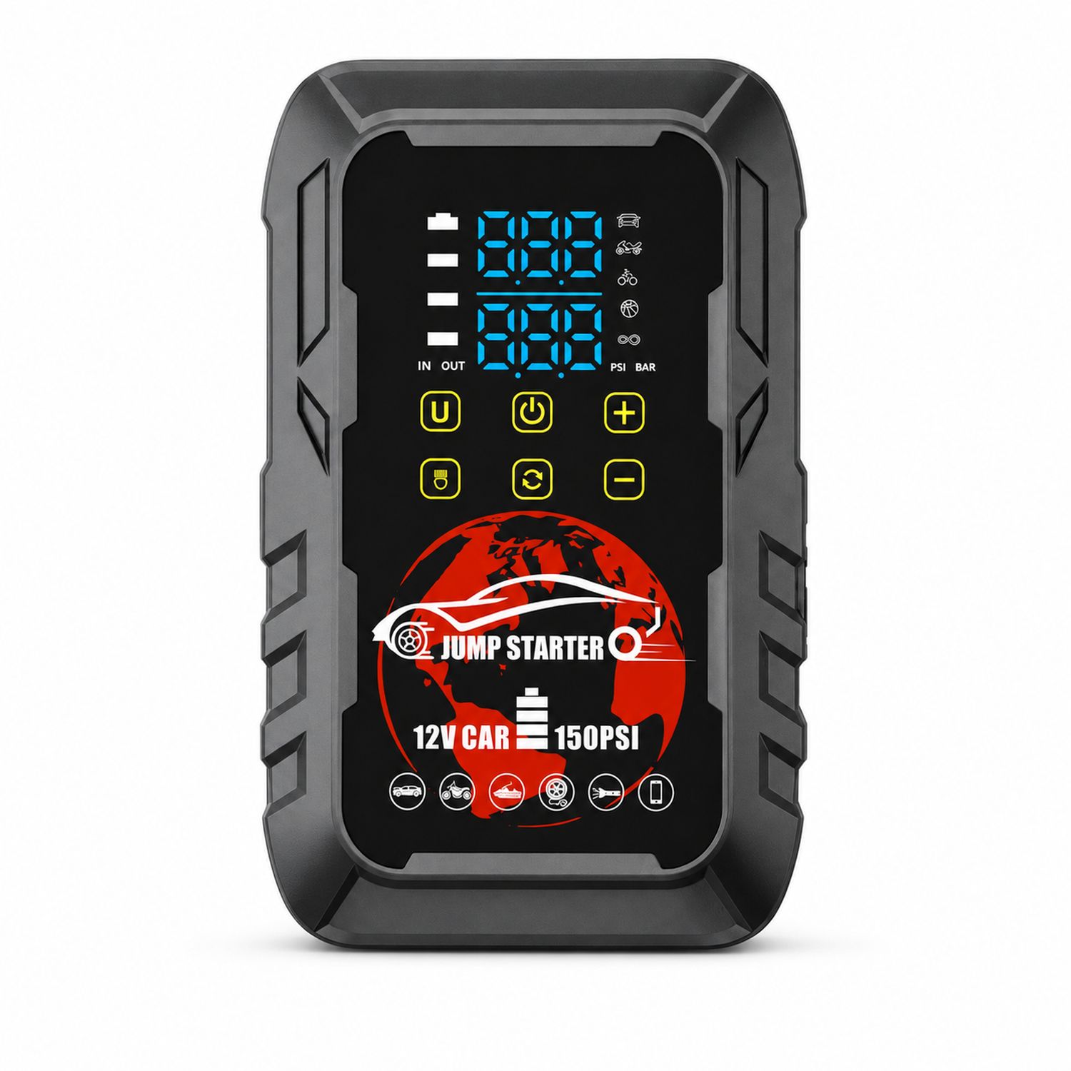 Extralink MaxJump 9 Xtreme – 2-in-1 käynnistyslaite ja kompressori (kuva varten) Extralink MaxJump 9 Xtreme – 2-in-1 käynnistyslaite ja kompressori