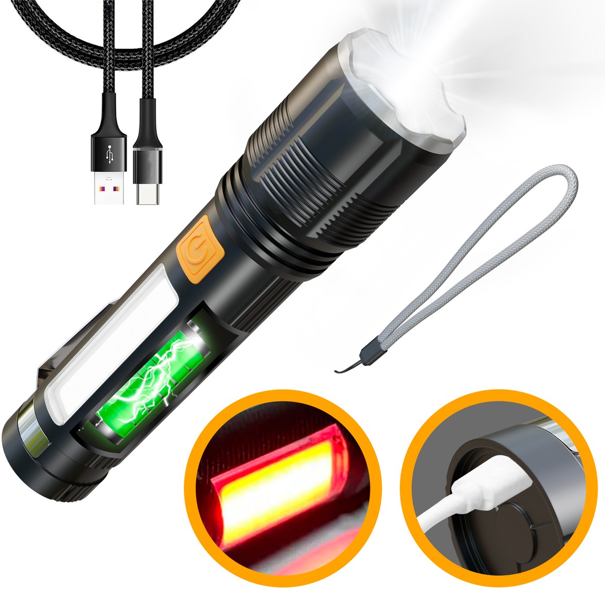 (kuva varten) Extralink EFL-1138 Wili LED-taskulamppu, sisäänrakennettu akku, 700 lm
