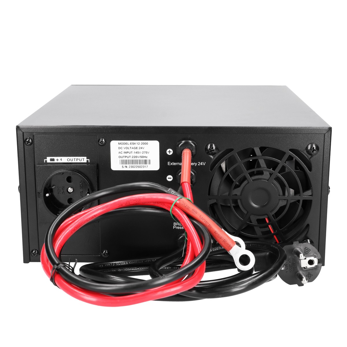 Extralink Piorun 2000VA/1600W invertteri, yhteensopiva Volt Sinus Pro -kanssa, puhdas siniaalto, 24 VDC akkujännite 3