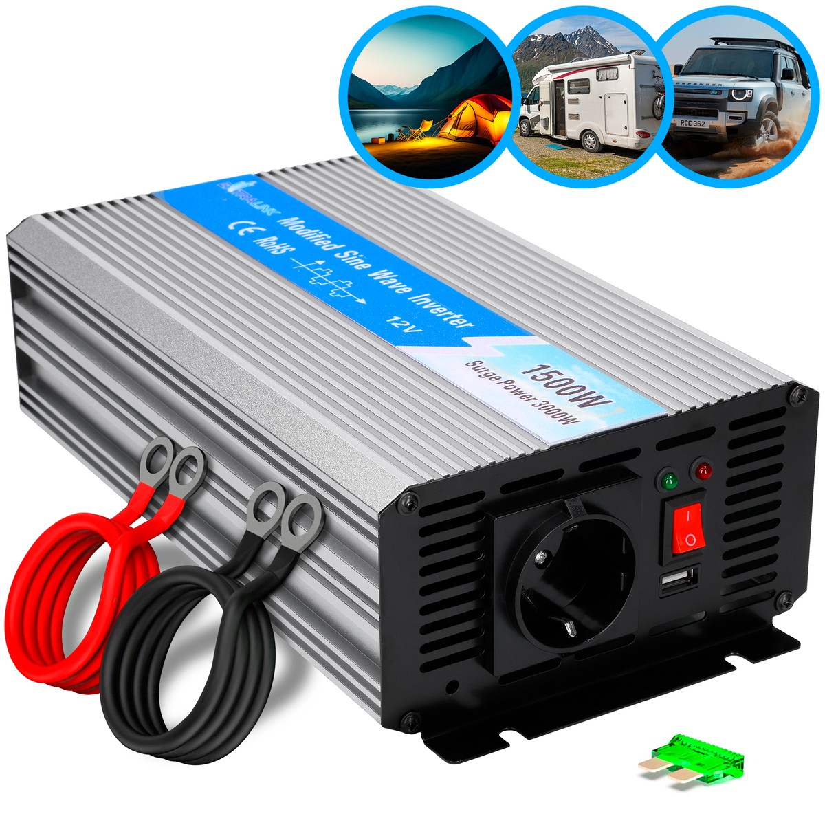 Extralink OPIP-1500W Autoinvertteri 12V, 1500W puhdas siniaalto (kuva varten) Extralink OPIP-1500W Autoinvertteri 12V, 1500W puhdas siniaalto