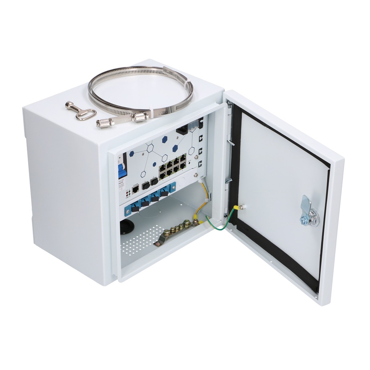 Extralink Minos ulkokäyttöinen PoE-kytkin, 8x RJ45 1000Mb/s PoE, 2x SFP, 200W, L2, aktiivinen jäähdytys 5
