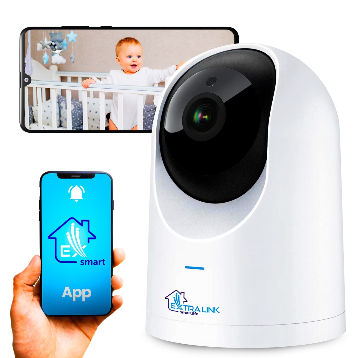 (kuva varten) Extralink Smart Life HomeEye IP-kamera, PTZ, Wi-Fi, 2.5K, 4MP, vauvakamera
