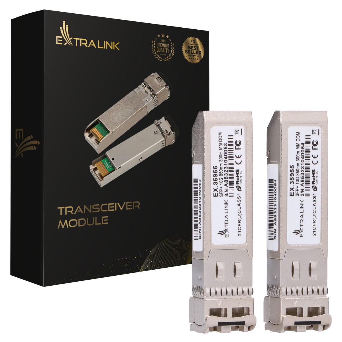 (image for) Extralink SFP+ 10G 2-pack, SFP+ module, 10Gbps, LC/UPC, 850nm, 300m, multi mode, DOM, Dedicated to HP/Aruba