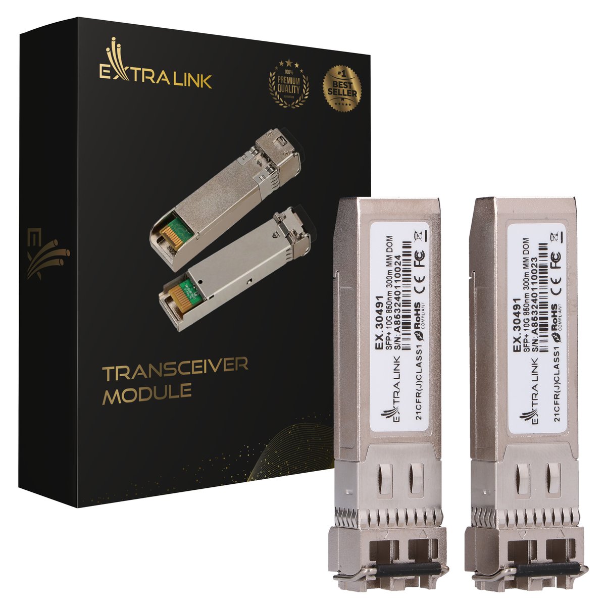 (image for) Extralink SFP+ 10G 2-pack, SFP+ module, 10Gbps, 850nm, 300m, multi mode