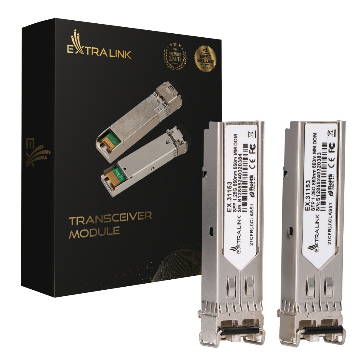 Extralink SFP 1.25G 2-pack, SFP-moduuli, 1.25 Gbps, LC/UPC, 850 nm, 550 m, monimuotokuitu, DOM (kuva varten) Extralink SFP 1.25G 2-pack, SFP-moduuli, 1.25 Gbps, LC/UPC, 850 nm, 550 m, monimuotokuitu, DOM