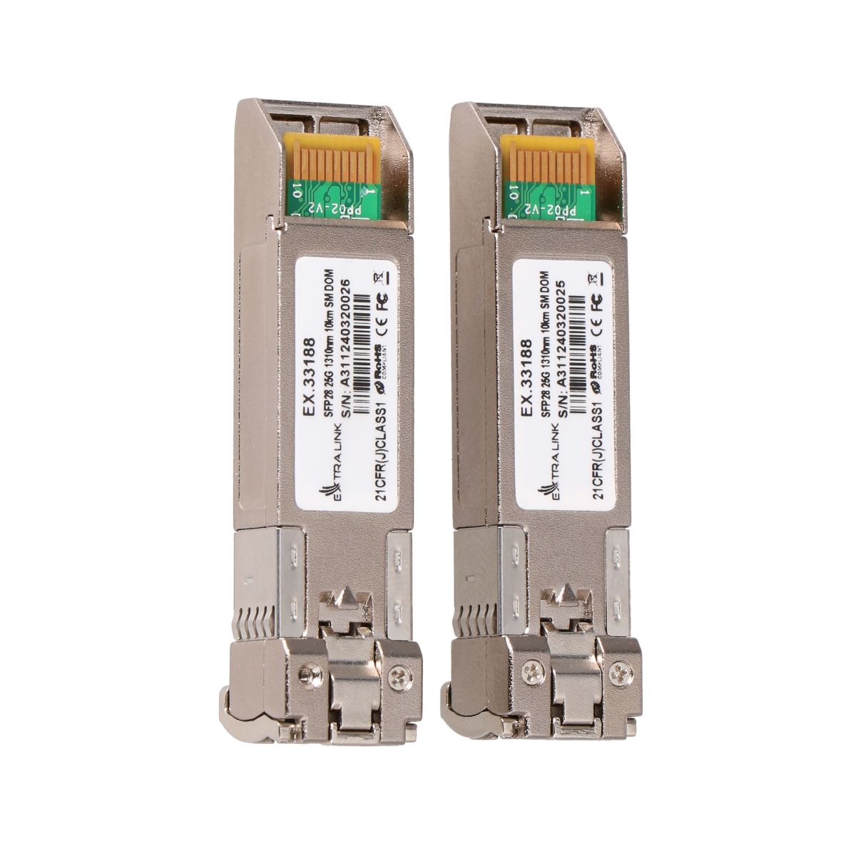 Extralink SFP28 25G 2-pack, SFP28-moduuli, 25 Gb/s, LC/UPC Duplex, 1310 nm, 10 km, yksimoodi, DOM 2