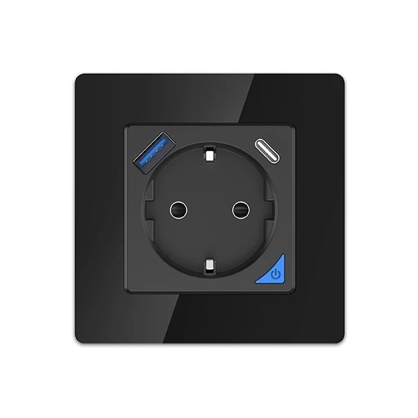 (kuva varten) Extralink Smart Life älypistorasia Pro, musta, 230V, 1x USB A, 1x USB C, WiFi älypistorasiasarja