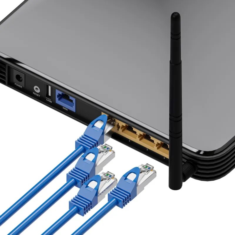 Extralink Cat.8.1 S/FTP 1m 40G Blue, LAN patch cord, copper twisted pair network cable 2