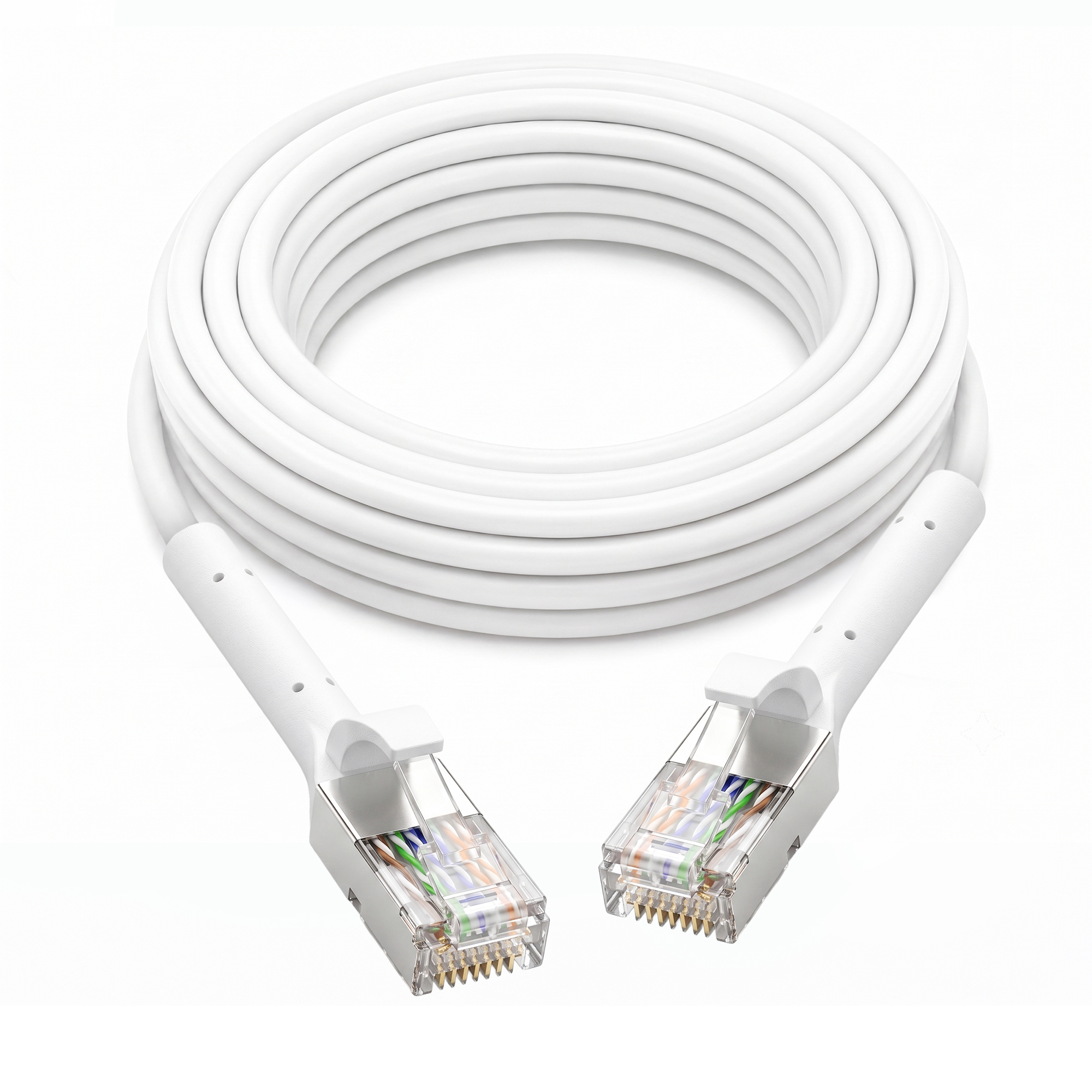 Extralink Cat.6 U/FTP 2m 1Gbps White, Patchcord LAN, Copper twisted pair network cable, angled end 6
