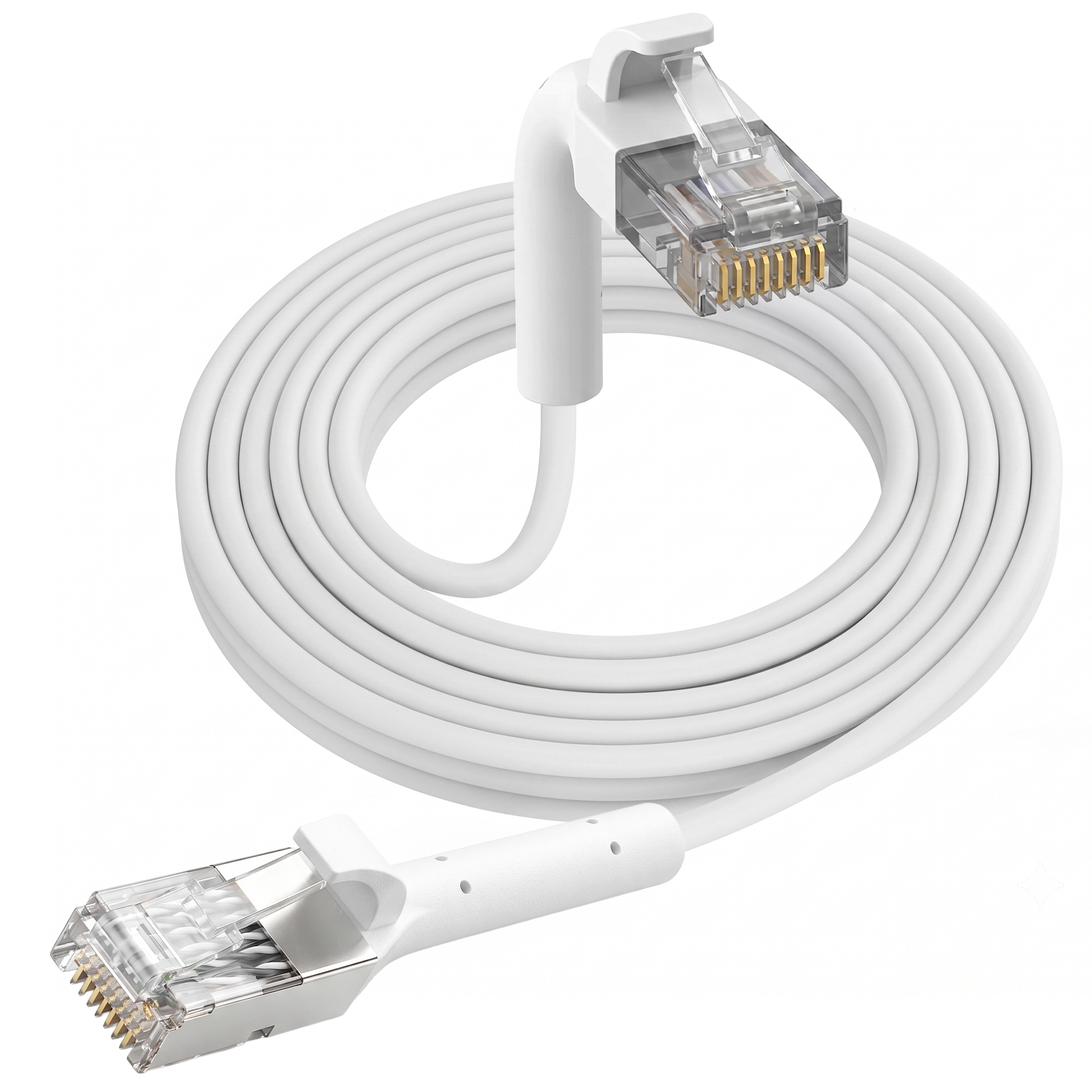 Extralink Cat.6 U/FTP 5m 1Gbps White, LAN patch cord, Copper twisted pair network cable, angled connector 6