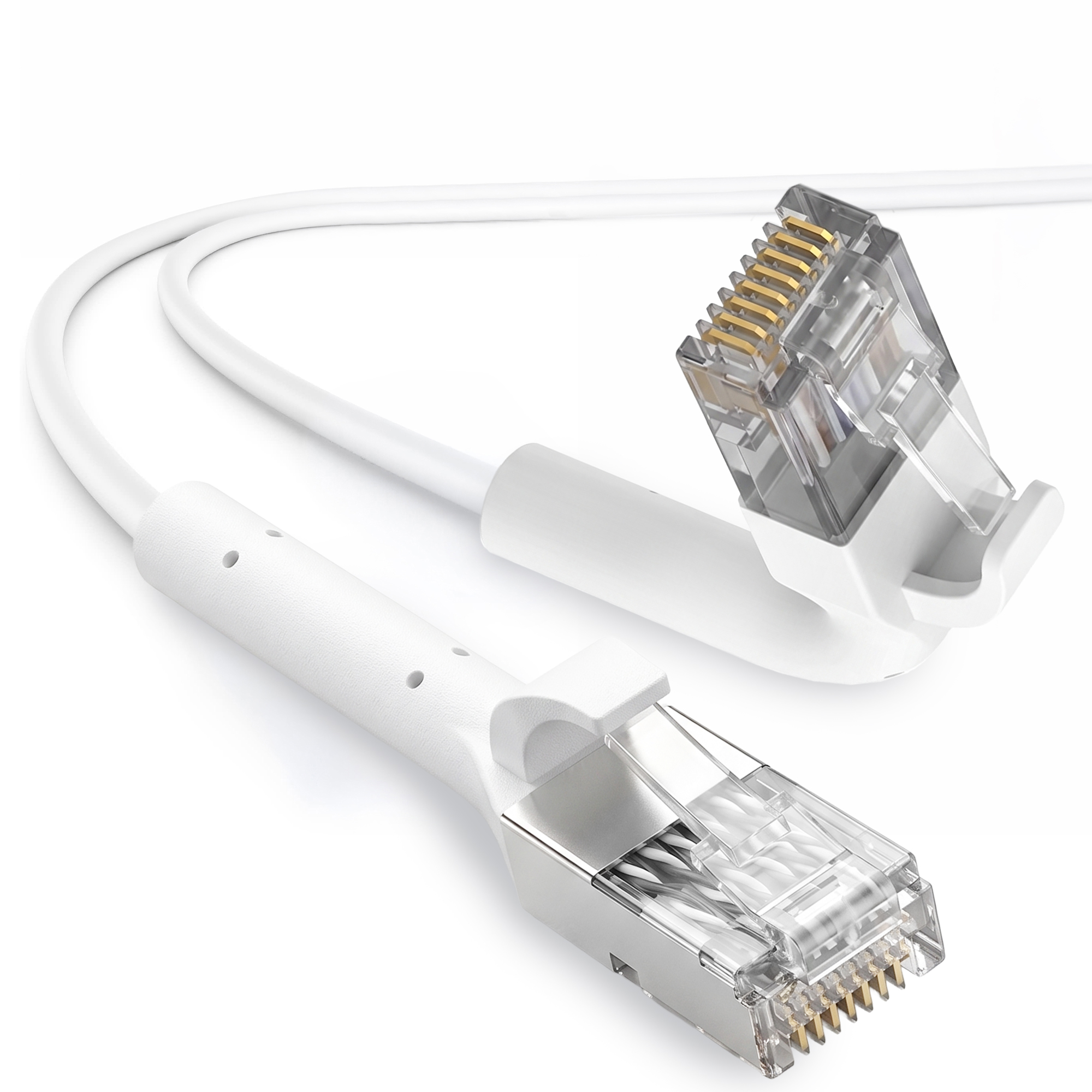 Extralink Cat.6 U/FTP 5m 1Gbps White, LAN patch cord, Copper twisted pair network cable, angled connector 7