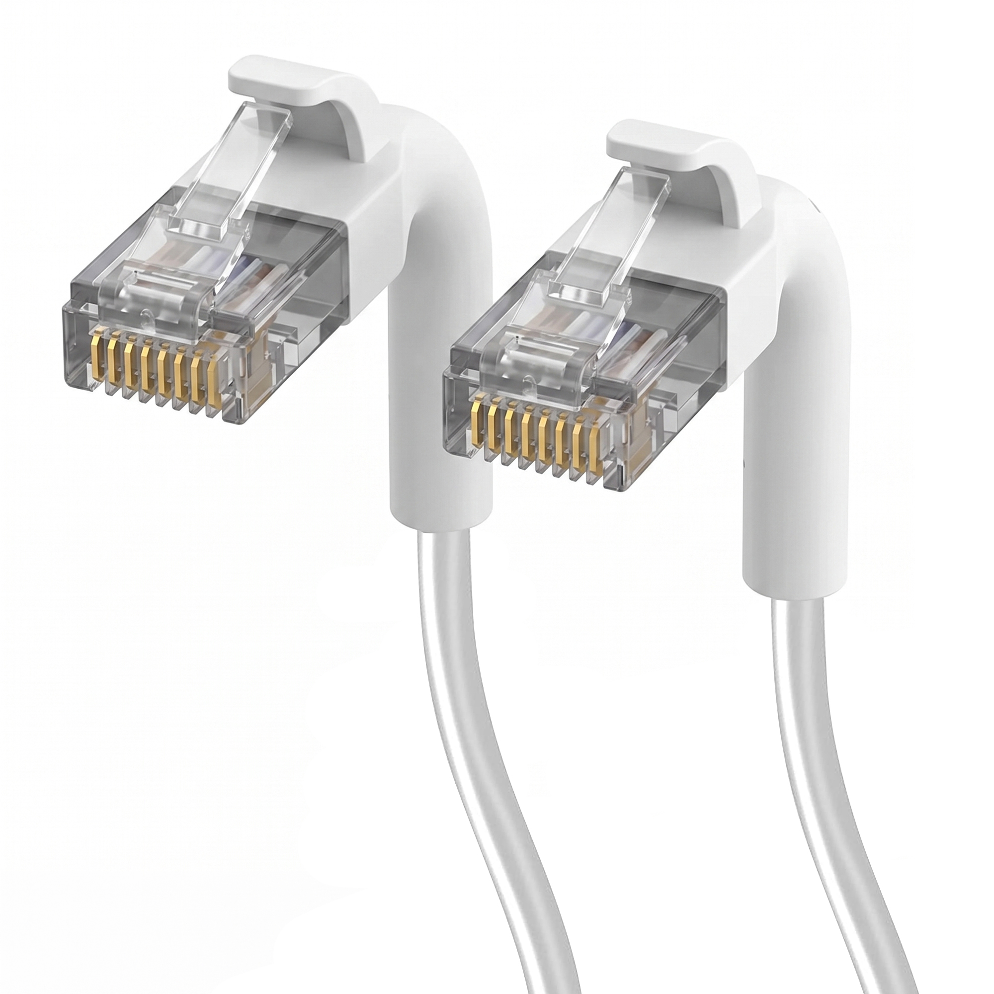 Extralink Cat.6A U/FTP 2m 1Gbps White, LAN patch cord, copper twisted pair network cable, angled end 5