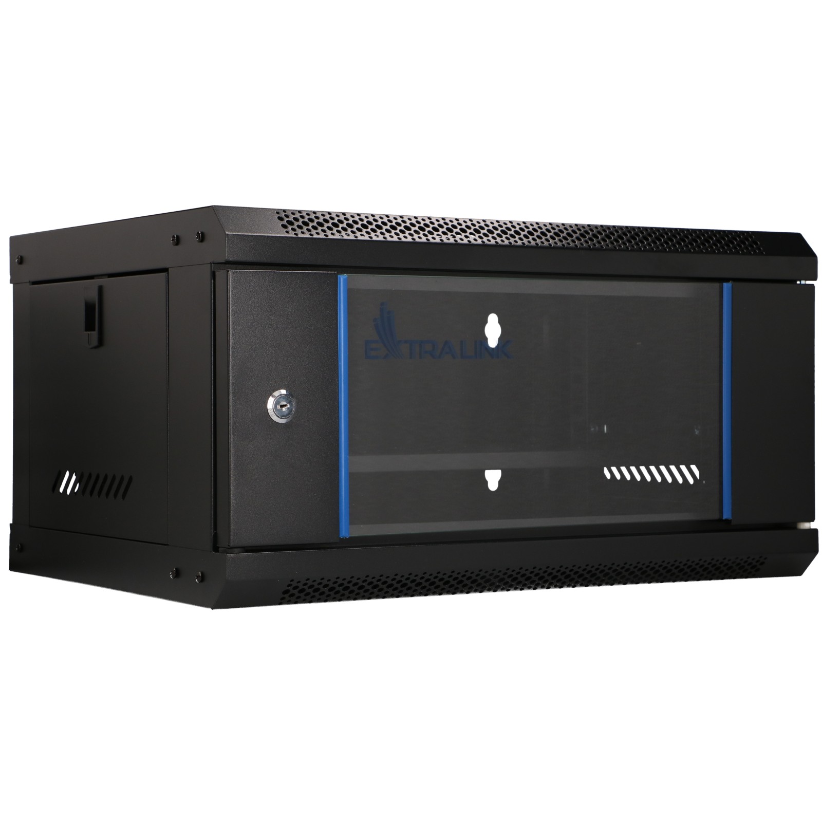 Extralink Lite 4U 530x400 musta telinekaappi, seinäkiinnitys, hylly mukana 8