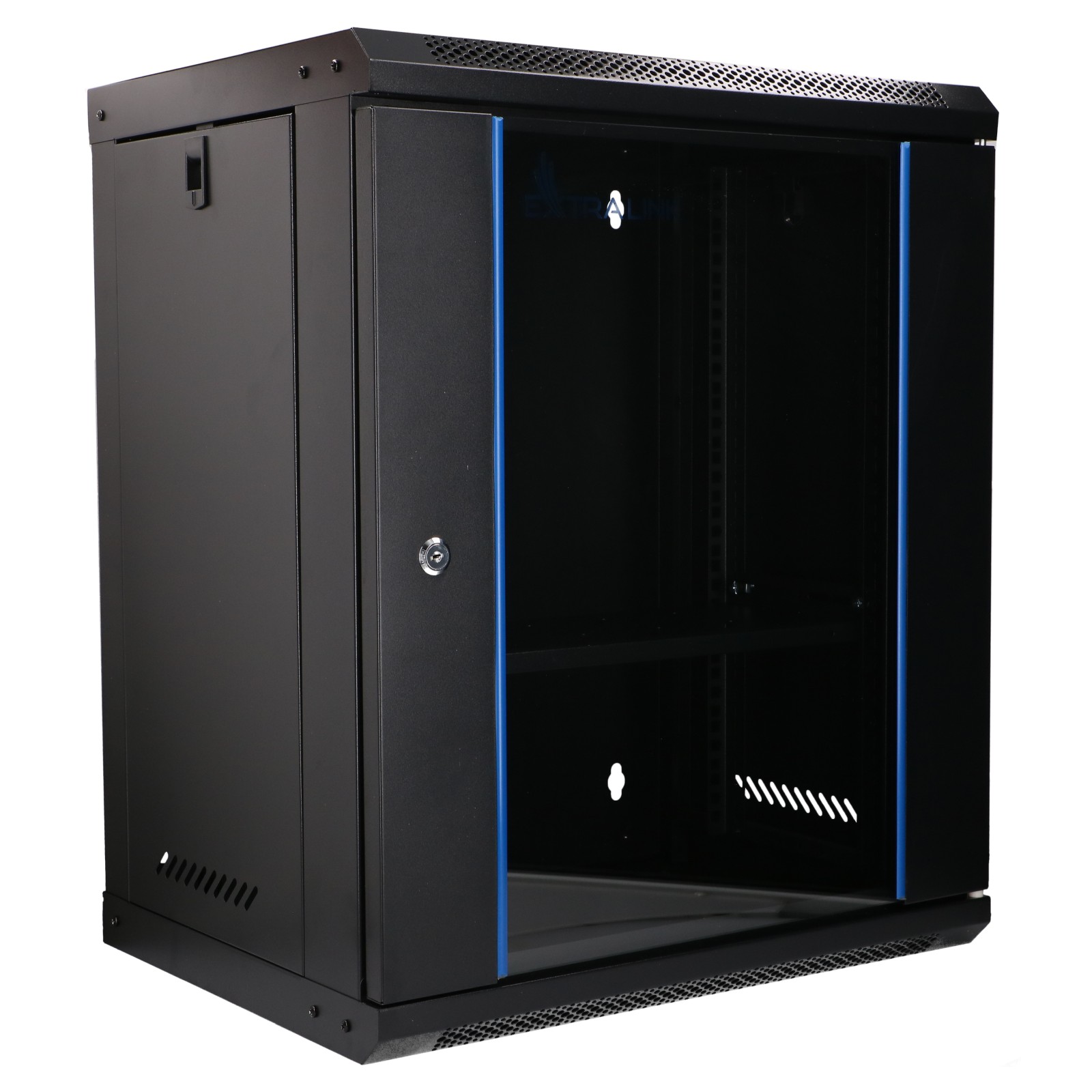 Extralink Lite 12U 530x400 musta, seinäkaappi, telinekaappi, hylly mukana 8