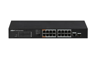 PoE-kytkin 100Mbps 16-porttinen + 1G uplink (kuva varten) PoE-kytkin 100Mbps 16-porttinen + 1G uplink