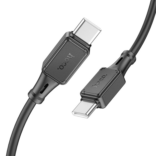 (kuva varten) HOCO silikonikaapeli USB Type-C - Type-C, 60 W, musta, 1 m