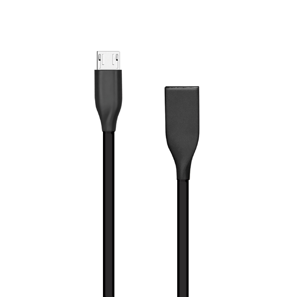 (kuva varten) Silikonikaapeli USB - Micro USB (musta, 1m)