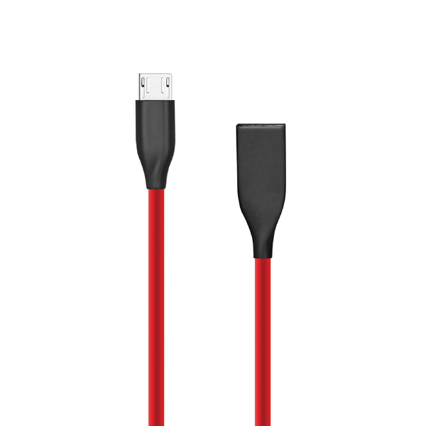 Silikonikaapeli USB - Micro USB (punainen, 1 m) (kuva varten) Silikonikaapeli USB - Micro USB (punainen, 1 m)