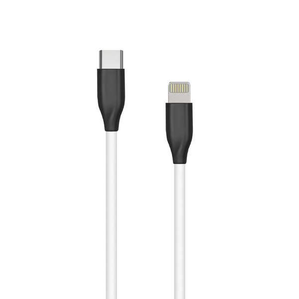 (kuva varten) Silikonikaapeli USB Type-C - Lightning (valkoinen, 1 m)