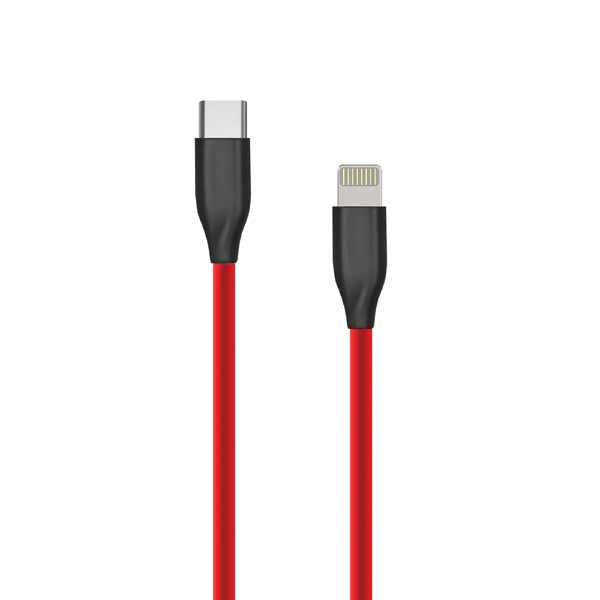 (kuva varten) Silikonikaapeli USB Type C - Lightning, 1 m (punainen)