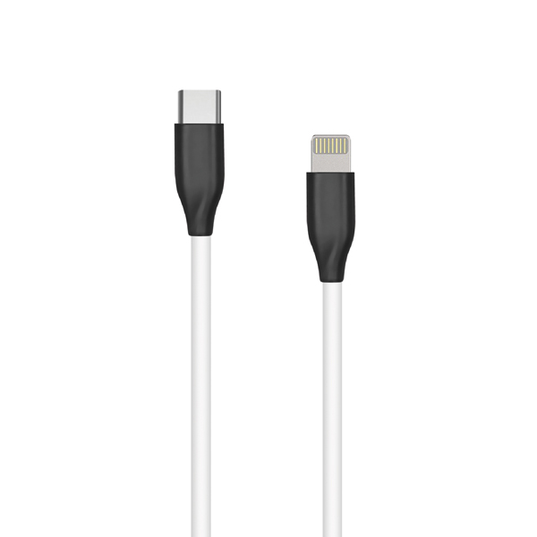 (kuva varten) Silikonikaapeli USB Type C - Lightning, 2 m (valkoinen)