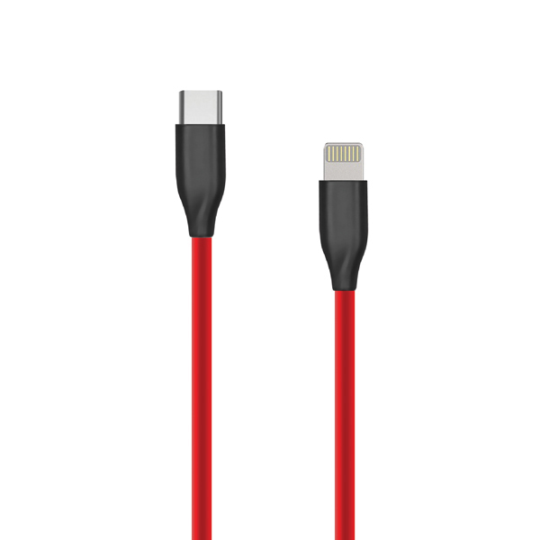 (kuva varten) Silikonikaapeli USB Type C - Lightning, 2 m (punainen)
